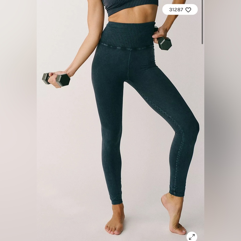Free People Washed Black High-Rise 7/8 Length Good Karma Leggings